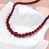 Natural Rhodochrosite & Shell Pearl Round Graduated Beaded Necklaces NJEW-U026-25G-1