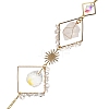 Iron Rhombus & Natural Quartz Crystal Suncatchers HJEW-F025-04G-03-2