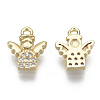 Brass Micro Pave Clear Cubic Zirconia Charms KK-S348-530-NF-2