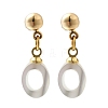 Oval Brass Stud Earrings EJEW-Z086-05G-4