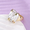 Brass with Natural Baroque Pearl Finger Rings RJEW-Q023-01G-3