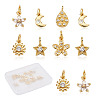 12Pcs 6 Style Brass Micro Pave Cubic Zirconia Charms ZIRC-PJ0001-03-7