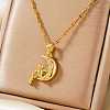 Brass Pave Clear Cubic Zirconia Shiny Cute 3D Bear Moon Pendant Necklaces for Women XT3479-2-1