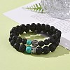 Couples Natural Lava Rock Stretch Bracelets BJEW-JB03315-01-6