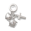Brass Micro Pave Clear Cubic Zirconia European Dangle Charms KK-D431-033B-P-1