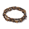 Chip & Round Natural Tiger Eye Beaded Stretch Bracelets for Women BJEW-JB10189-05-1