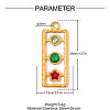304 Stainless Steel Micro Pave Colorful Cubic Zirconia Pendants CU-OY002-23G-2