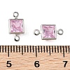 SHEGRACE Brass Pave Cubic Zirconia Square Connector Charms XGRQ2O264-440E-P-3