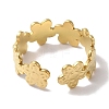 PVD Vacuum Plating 201 Stainless Steel Flower Open Cuff Rings for Women RJEW-C092-22G-3