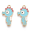 Light Gold Plated Alloy Enamel Pendants X-ENAM-T009-77B-RS-2