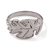 Non-Tarnish 304 Stainless Steel Monstera Leaf Open Cuff Rings for Women RJEW-G285-68P-2