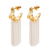 C-Shaped Brass Chain Tassel Stud Earrings EJEW-G391-21G-2