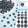 150Pcs 15 Styles Prussian Blue Opaque Acrylic Beads OACR-AR0001-31-2