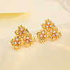 Luxurious Brass Pave Clear Cubic Zirconia Flower Stud Earrings AI0449-2