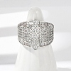 Brass Micro Pave Clear Cubic Zirconia Open Cuff Rings for Women RJEW-A059-04P-4