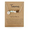 Natural Tiger Eye & Aquamarine & Quartz Crystal Chip & Alloy Constellation Pendant Necklaces WGB0CBC-03-1