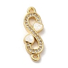 Rack Plating Brass Micro Pave Clear Cubic Zirconia Connector Charms KK-D088-42G-2