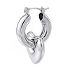 Brass Heart Dangle Hoop Earrings for Women EJEW-N011-86P-2