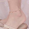 2Pcs 2 Style Flat Round Cubic Zirconia Charm Anklet with Cross JA195A-5