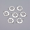 Tibetan Style Flat Round with Dog  Paw Print Alloy Links connectors X-TIBE-Q045-04AS-RS-1