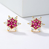 Brass Micro Pave Cubic Zirconia Stud Earrings for Women SS9971-1