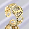 Brass Micro Pave Clear Cubic Zirconia Open Cuff Rings for Women RJEW-K289-02G-L-1