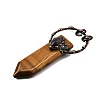 Natural Tiger Eye & Amethyst Sword Shape Big Pendants G-Q350-07J-2
