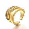 Rack Plating Brass Micro Pave Clear Cubic Zirconia Cuff Finger Rings for Women RJEW-M028-29G-2