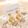 Heart 304 Stainless Steel Dangle Stud Earrings LS-EJEW-A125-56G-1