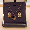 Alloy Rhinestone & Enamel Pendant Necklaces & Dangle Earrings Sets for Women FS-WGD52C4-04-1