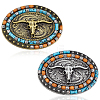 2Pcs 2 Colors Ox Head Alloy Belt Buckle for Men with Wood Bead FIND-AN0001-01-1