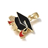 Brass Micro Pave Clear Cubic Zirconia with Black Enamel Pendants CU-CBAA556-07C-2