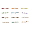 12Pcs 12 Colors Glass & Shell Pearl Round Connector Charms PALLOY-JF02902-1