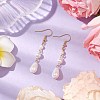 Teardrop Shell Pearl & Brass Dangle Earrings for Women EJEW-TA00513-2