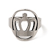 Non-Tarnish 201 Stainless Steel Crown Thick Finger Ring for Women RJEW-G266-39P-1