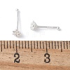 S999 Fine Silver Clear Cubic Zirconia Stud Earrings EJEW-M064-01S-02-2