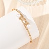 Natural Cultured Freshwater Pearl Rice Wire Wrapped Brass Cuff Bangles for Women BJEW-JB14301-2