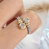 Flat Round Brass Micro Pave Clear Cubic Zirconia Finger Rings for Women FS-WGBC030-02-3