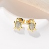 Brass Micro Pave Clear Cubic Zirconia Stud Earrings EJEW-M076-03G-1