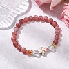 Synthetic Moonstone & Frosted Natural Weathered Agate Beads Stretch Bracelets for Women BJEW-JB11333-04-1