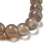 9mm Natural Grey Agate Round Beaded Stretch Bracelets for Women BJEW-G718-01-3