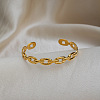 304 Stainless Steel Oval Link Chain Open Cuff Bangles for Women ME8419-1
