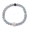 5Pcs Frosted Synthetic Round Moonstone Beads Stretch Bracelets for Men Women BJEW-JB11644-3