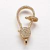 Brass Micro Pave Cubic Zirconia Lobster Claw Clasps ZIRC-G095-54G-1