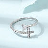 Adjustable Brass Micro Pave Cubic Zirconia Cuff Open Rings CU-CBABA66-05P-1