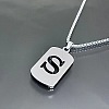 Rectangle with Laser Cut Letter 201 Stainless Steel Initial Pendant Necklaces WGA5E8C-19-1