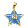 Brass Micro Pave Clear Cubic Zirconia Pendants ZIRC-J025-30G-06-1