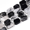 Natural Black Rutilated Quartz Beads Strands G-C098-A17-01-1