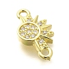 Brass Micro Pave Clear Cubic Zirconia Connector Charms KK-M309-17G-02-2