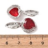Valentine's Day Heart Brass & Glass Hoop Earrings EJEW-Z164-23P-01-5